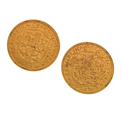 Lot 135 - Two Czechoslovakia First Republic gold 1 Ducat coins 1923 and 1924