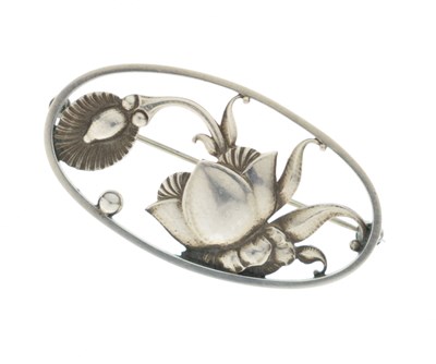 Lot 56 - Georg Jensen floral design silver brooch, No. 274