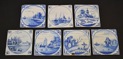 Lot 487 - Seven Delft-style tiles