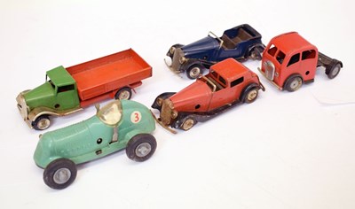 Lot 464 - Triang Minic - Group of five tinplate clockwork vehicles