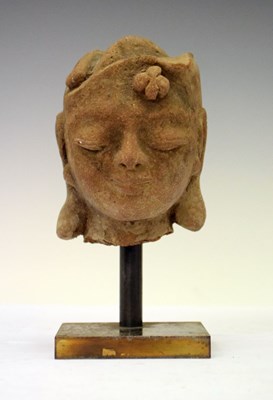 Lot 296 - Antique Far Eastern carved sandstone bust