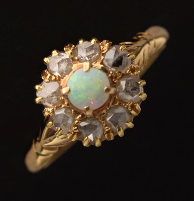 Lot 115 - Late Victorian opal and diamond cluster ring