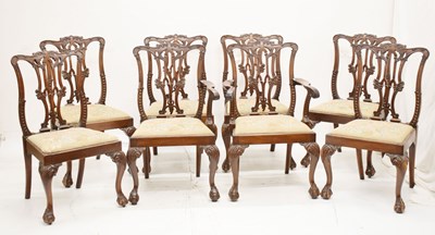 Lot 754 - Set of eight Chippendale style dining chairs