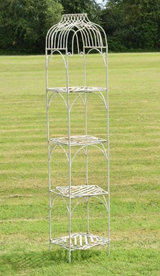 Lot 800 - White painted metal four tier garden plant stand