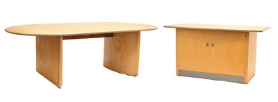 Lot 698 - Modern Design - Gordon Russell birds eye maple veneered boardroom/dining table and sideboard