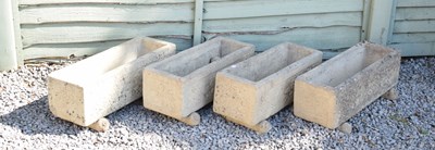 Lot 795 - Set of four Sandford Stone rectangular garden planters