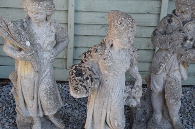 Lot 808 - Three composition stone garden statues