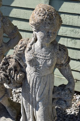 Lot 808 - Three composition stone garden statues