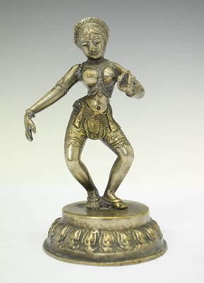 Lot 303 - 19th Century South Indian (Deccan) silvered bronze figure of a dancer