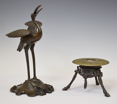 Lot 597 - Japanese bronze of a stork and turtle