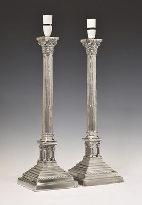 Lot 231 - Pair of large 20th century silver plated table lamps