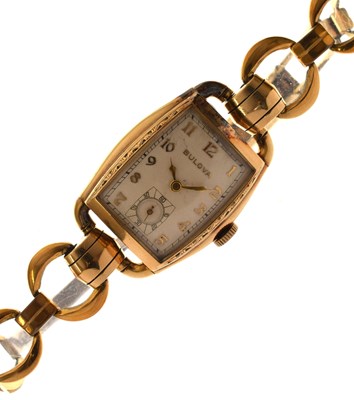 Lot 180 - Bulova - Mid 20th century gold-plated bracelet watch