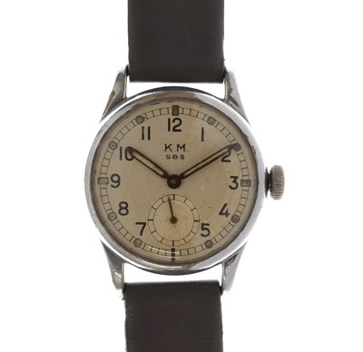 Lot 73 - 1940s Kriegsmarine-issue KM 586 stainless steel cased wristwatch