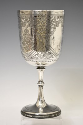 Lot 247 - Victorian silver trophy cup with engraved decoration