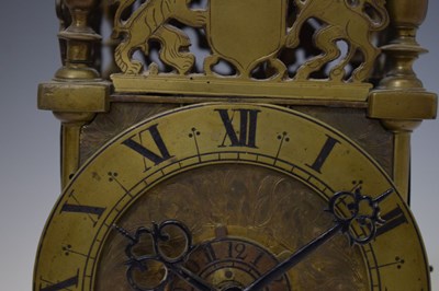 Lot 414 - Chew Valley Interest - Part late 17th century brass lantern clock, 'Cleaned By me Joseph Veale'