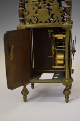 Lot 414 - Chew Valley Interest - Part late 17th century brass lantern clock, 'Cleaned By me Joseph Veale'