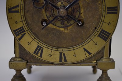 Lot 414 - Chew Valley Interest - Part late 17th century brass lantern clock, 'Cleaned By me Joseph Veale'