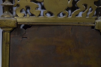 Lot 414 - Chew Valley Interest - Part late 17th century brass lantern clock, 'Cleaned By me Joseph Veale'