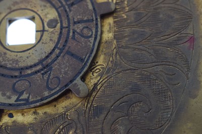 Lot 414 - Chew Valley Interest - Part late 17th century brass lantern clock, 'Cleaned By me Joseph Veale'