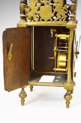 Lot 414 - Chew Valley Interest - Part late 17th century brass lantern clock, 'Cleaned By me Joseph Veale'