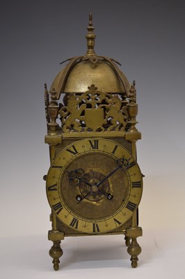 Lot 414 - Chew Valley Interest - Part late 17th century brass lantern clock, 'Cleaned By me Joseph Veale'