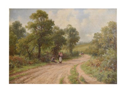 Lot 645 - William J. King (19th century) - Oil on canvas - 'A turn in the lane at Tenbury'