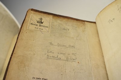 Lot 318 - 1607 Bible and 1673 Concordance to the Holy Bible, leather-bound