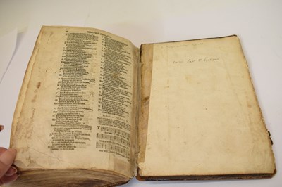 Lot 318 - 1607 Bible and 1673 Concordance to the Holy Bible, leather-bound