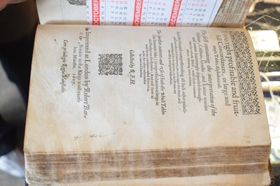 Lot 318 - 1607 Bible and 1673 Concordance to the Holy Bible, leather-bound
