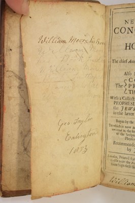 Lot 318 - 1607 Bible and 1673 Concordance to the Holy Bible, leather-bound