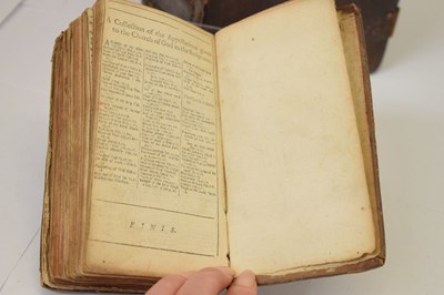 Lot 318 - 1607 Bible and 1673 Concordance to the Holy Bible, leather-bound
