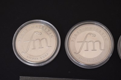 Lot 279 - Five 1oz silver ingots and two Philharmoniker 1,50 euro coins