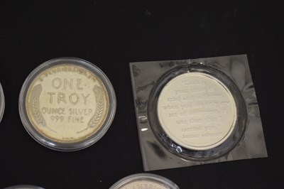 Lot 279 - Five 1oz silver ingots and two Philharmoniker 1,50 euro coins