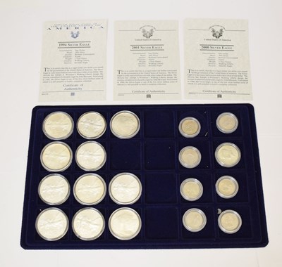 Lot 282 - Eleven USA silver dollar coins together with a small quantity of American coinage