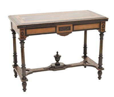 Lot 759 - Mid Victorian ebonised and inlaid card table