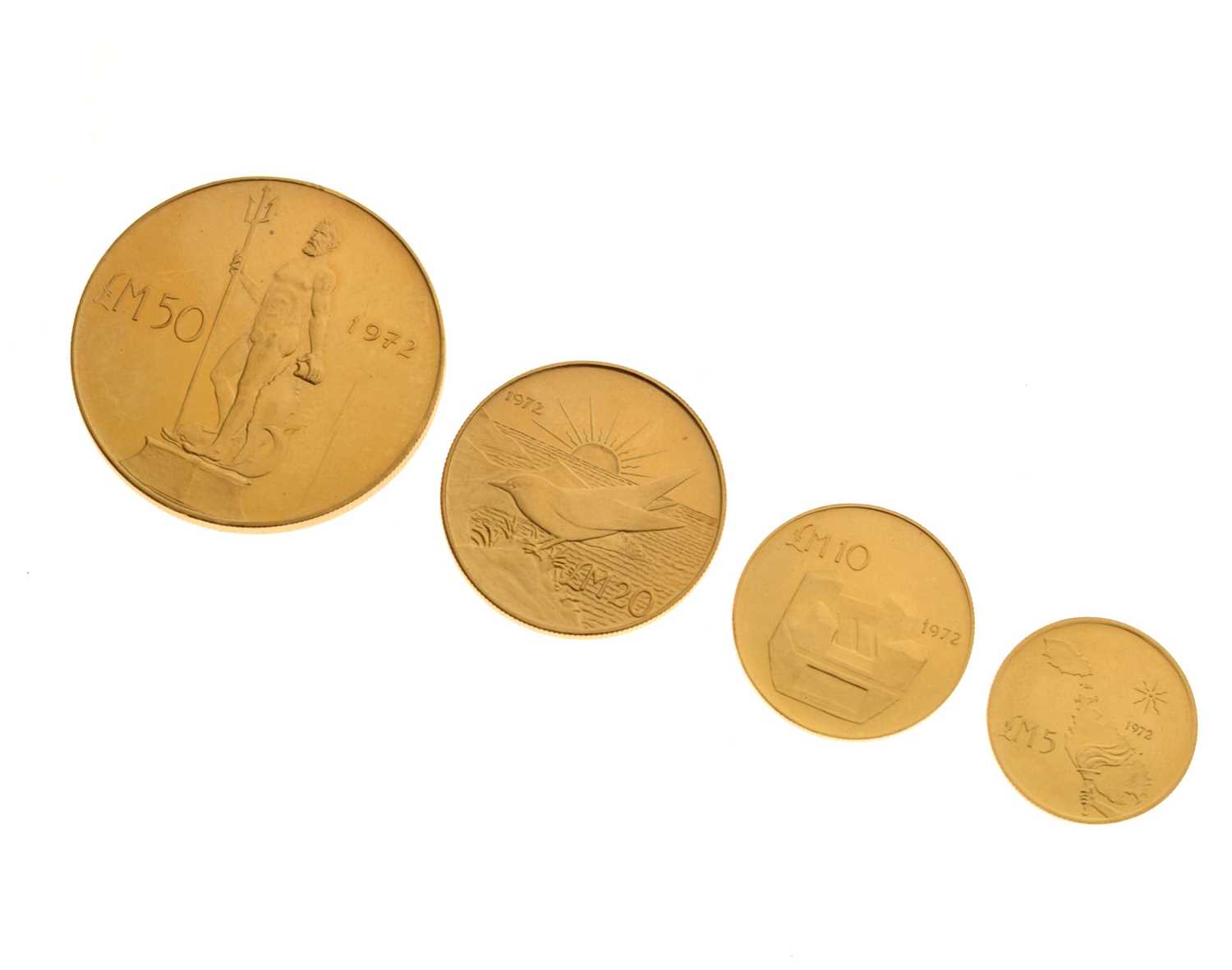 Lot 132 - Malta Elizabeth II four gold coin set, 1972