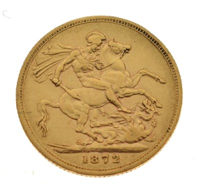 Lot 119 - Queen Victoria gold sovereign, 1872