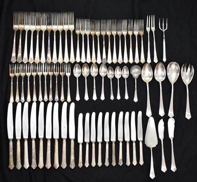 Lot 259 - Part canteen of silver-plated, stamped 90, etc