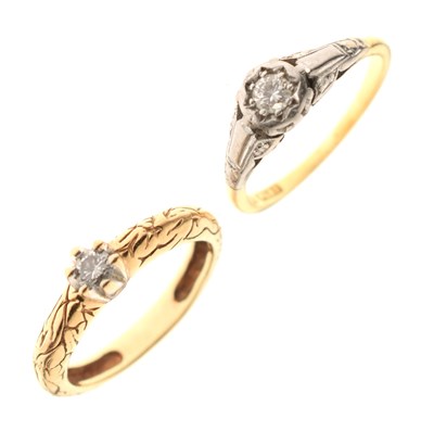 Lot 51 - Two single stone diamond rings