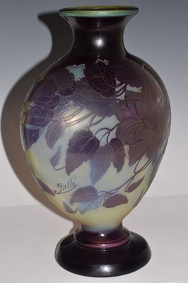 Lot 268 - Gallé – Large cameo glass pedestal vase