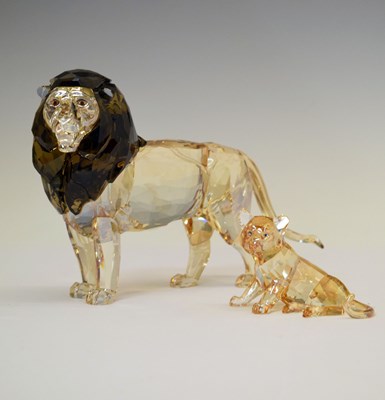 Lot 563 - Swarovski Crystal Collector's Society Lion Akili 2014, and a Swarovski lion cub