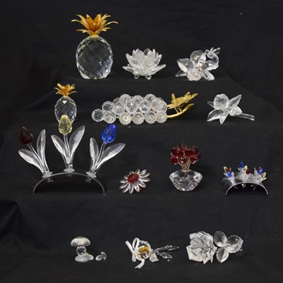 Lot 571 - Collection of Swarovski Crystal flower and fruit ornaments