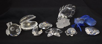 Lot 577 - Collection of nine Swarovski Crystal fish and sea creature ornaments