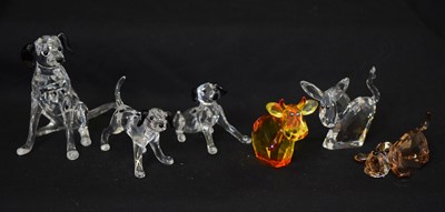 Lot 580 - Collection of six Swarovski Crystal dog and novelty ornaments