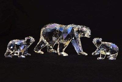 Lot 581 - Swarovski Crystal Siku Polar Bear 2011, and two Collector's Society polar bear cubs