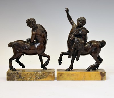 Lot 180 - Good pair of Italian 'Grand Tour' souvenir bronze models of 'Furietti' Centaurs