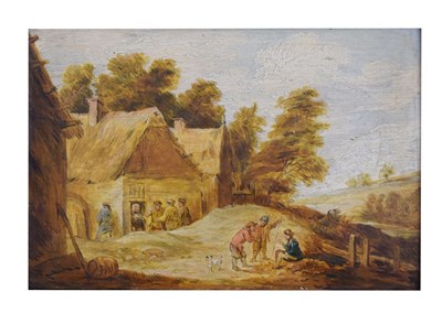 Lot 647 - Follower of David Teniers – Oil on panel - Rural scene with figures socialising