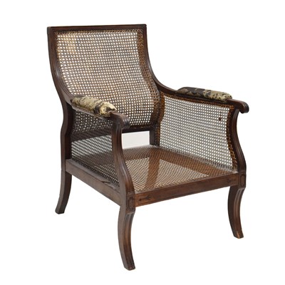 Lot 761 - George IV mahogany and cane bergère chair