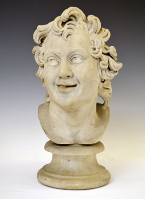 Lot 181 - Late 18th or early 19th century, Italian carved marble bust of a laughing Satyr