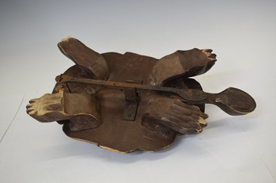Lot 401 - Carved wooden box with hinged cover in the form of a tortoise